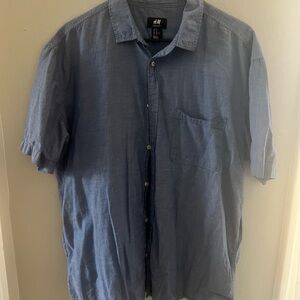 H&M Linen Short Sleeve Button Down Shirt Sz XL
